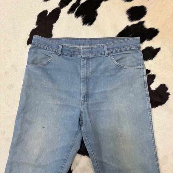 Vintage 70’s Wrangler Men's Jeans Blue Light Wash Size 38x30 5-Pocket‎ Design - Picture 3 of 9